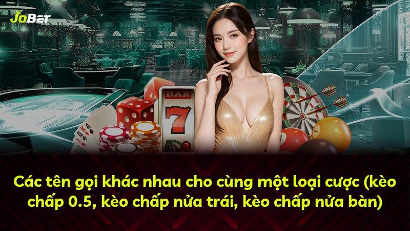 Các tên gọi khác nhau cho cùng một loại cược (kèo chấp 0.5, kèo chấp nửa trái, kèo chấp nửa bàn)